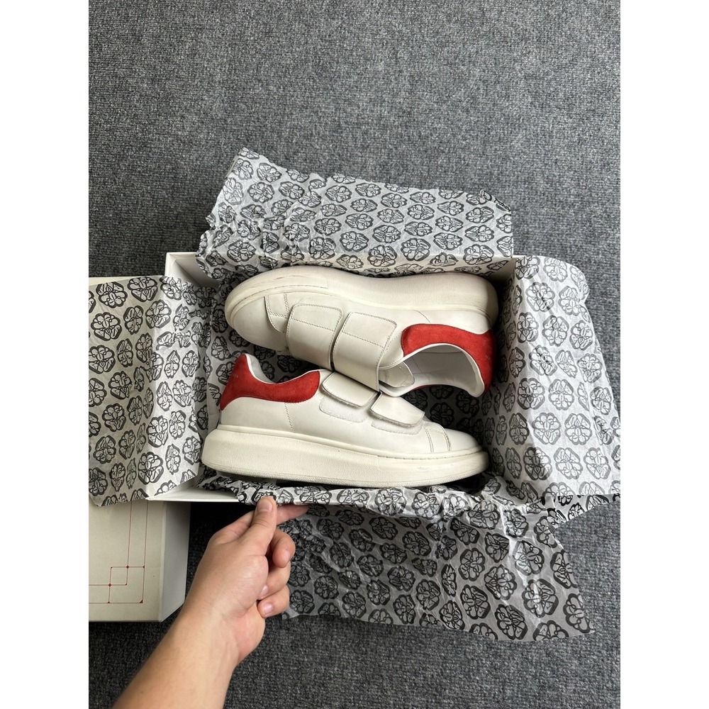 Mens Alexander McQueen Oversized Strap White Red Leather Sneakers Size US 10, 43